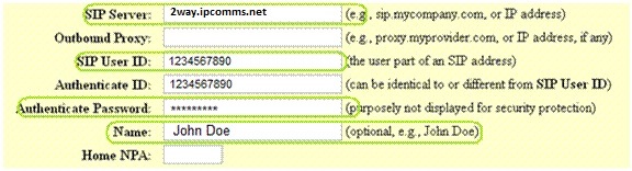 HT286 SIP Settings